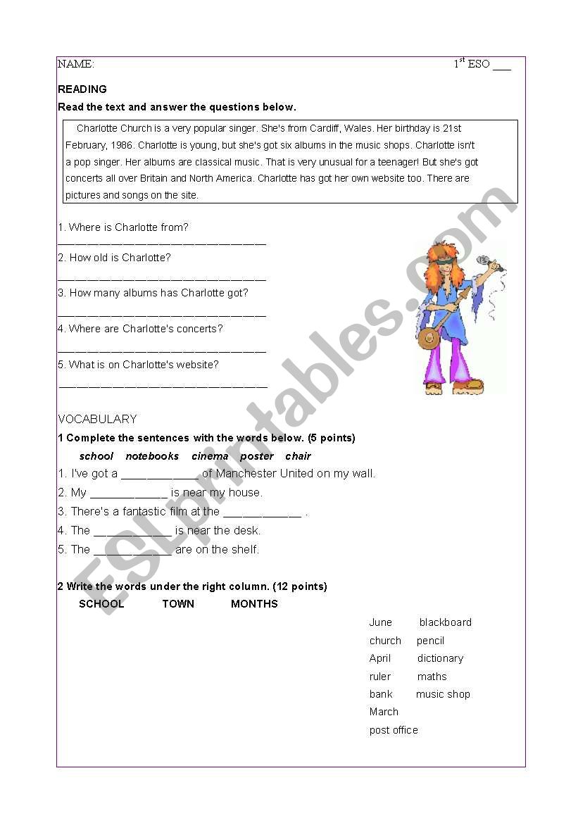 Diagnostic test  ( 1 ESO ) worksheet