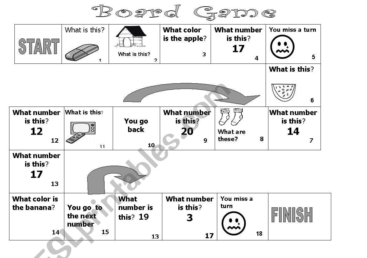 board game worksheet