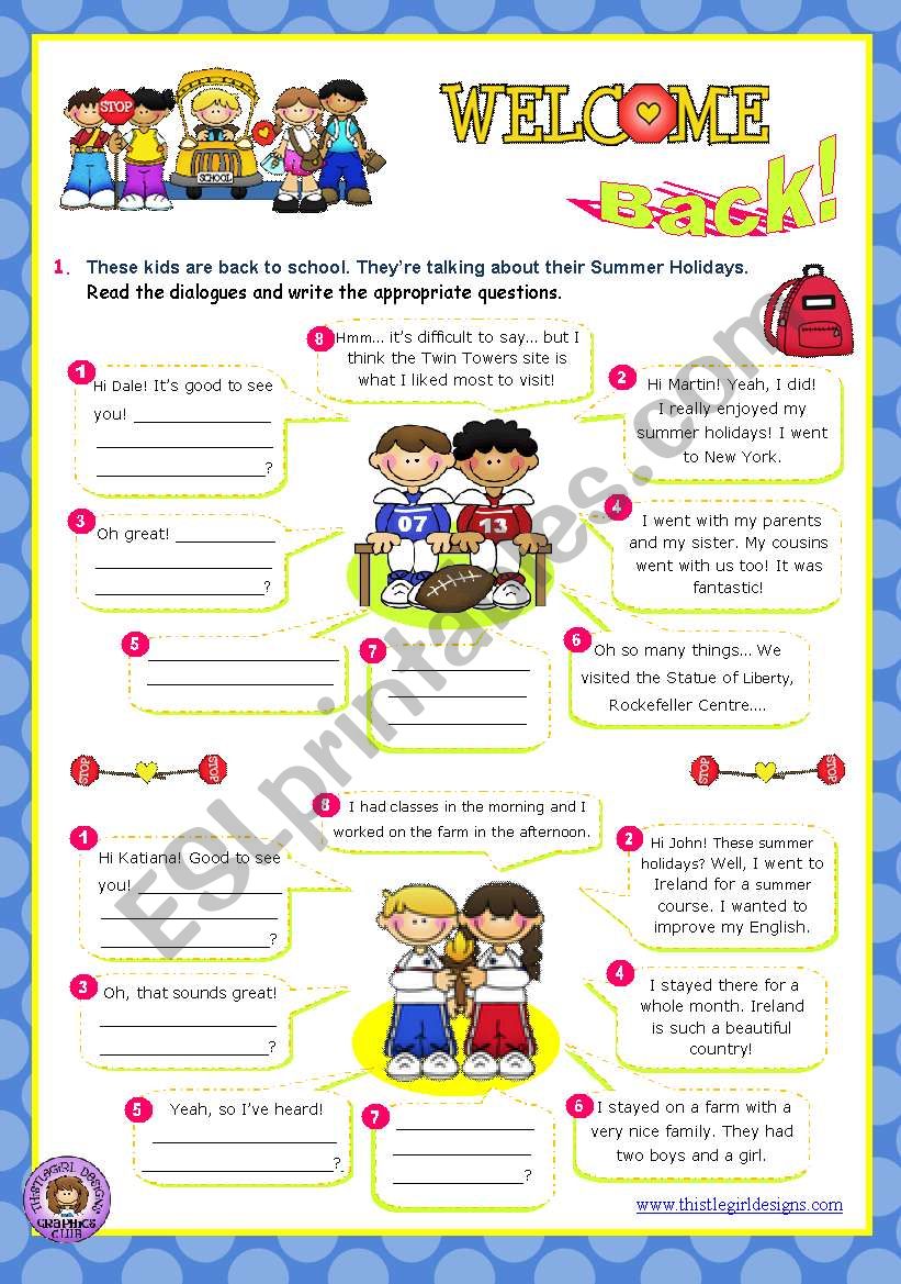 Back to School  -  Summer holidays: Asking questions (2/2)