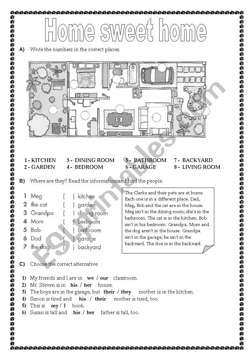 Home sweet home worksheet