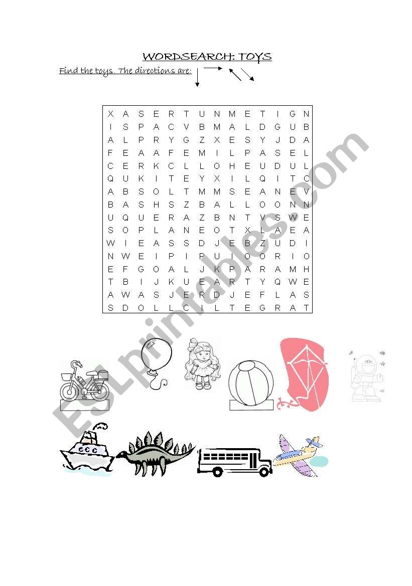 WORDSEARCH: TOYS worksheet