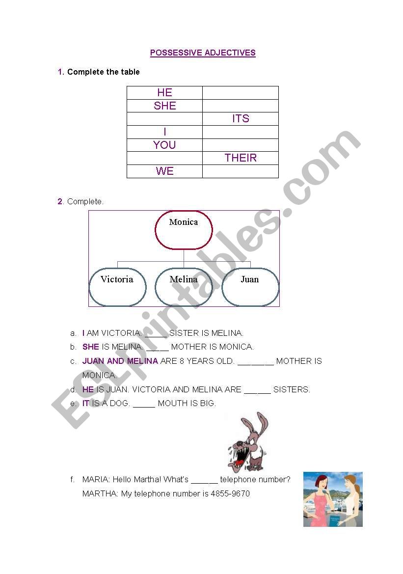 Possesive Adjectives worksheet