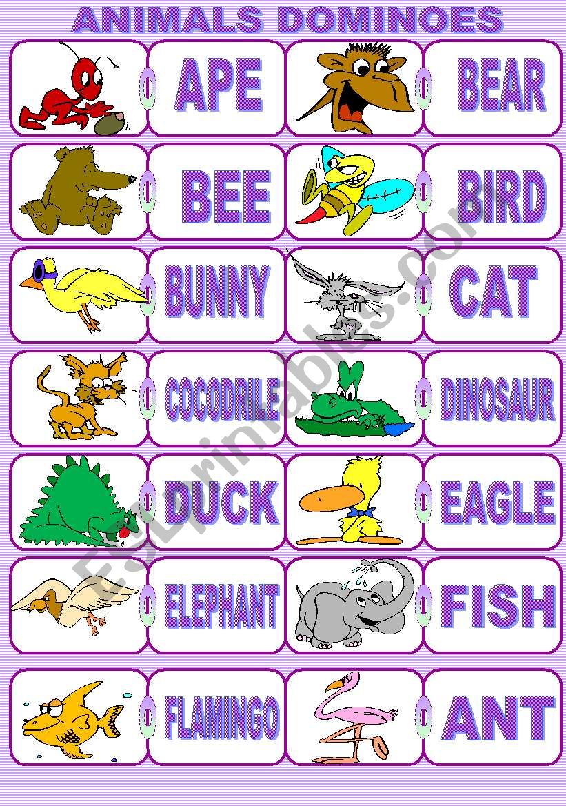 ANIMALS DOMINOES. PART 2 worksheet