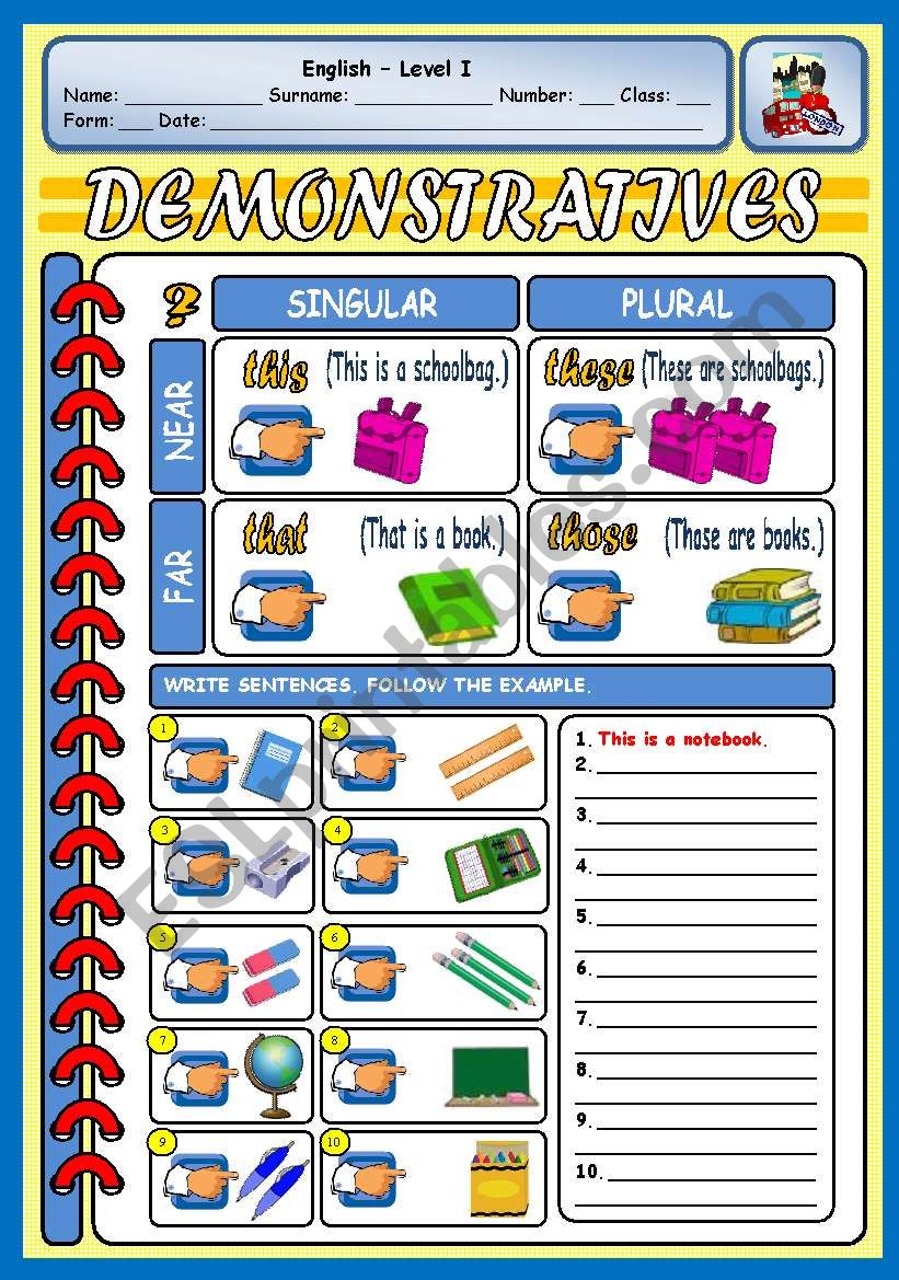 DEMONSTRATIVES & CLASSROOM OBJECTS