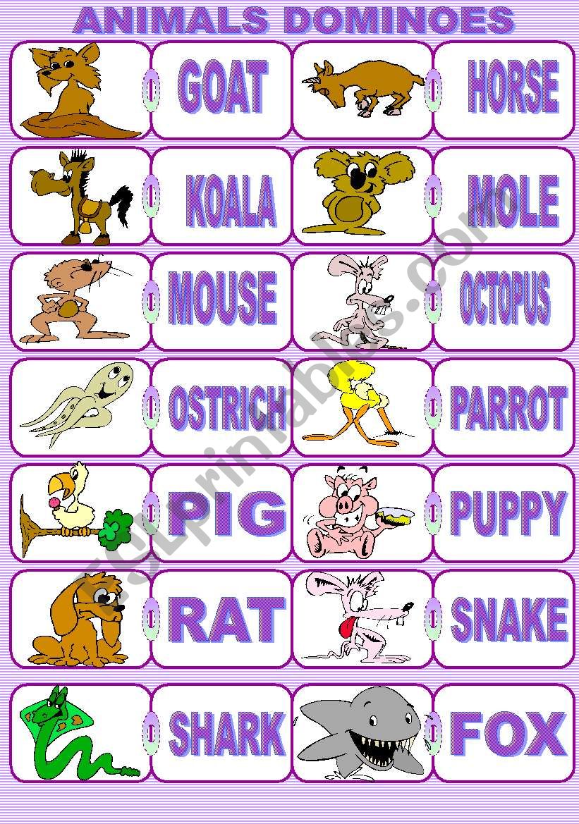 ANIMALS DOMINOES. PART 2 worksheet