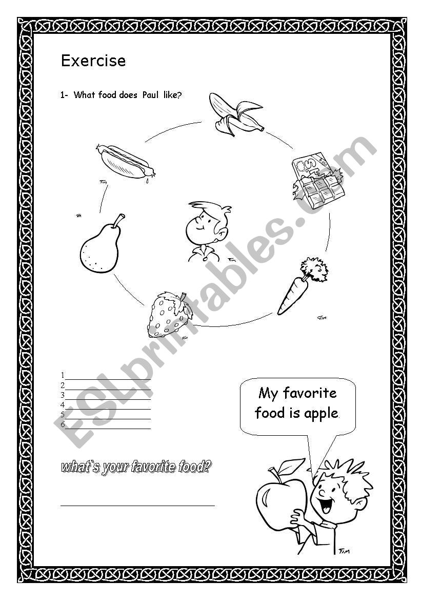 food worksheet