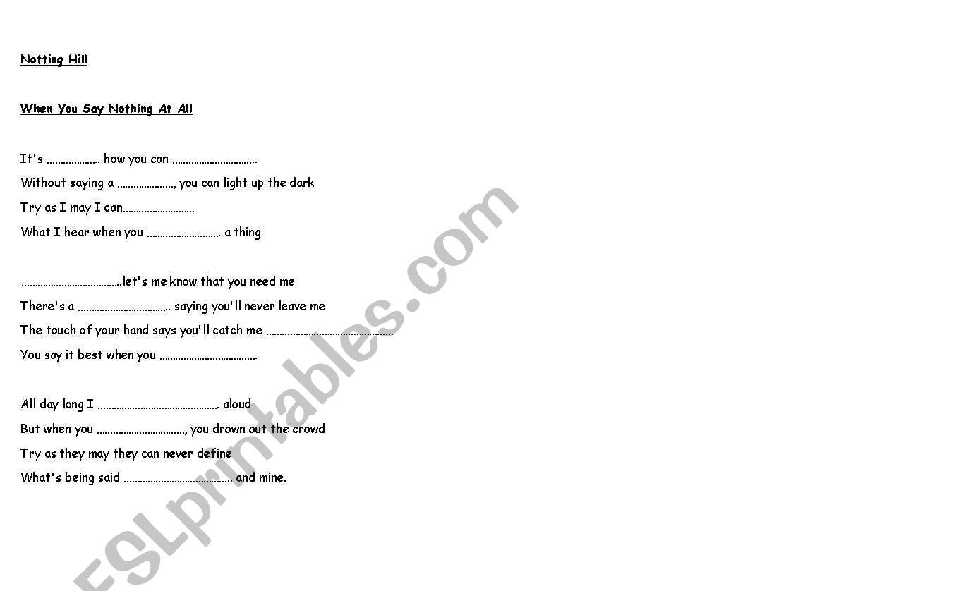 song worksheet