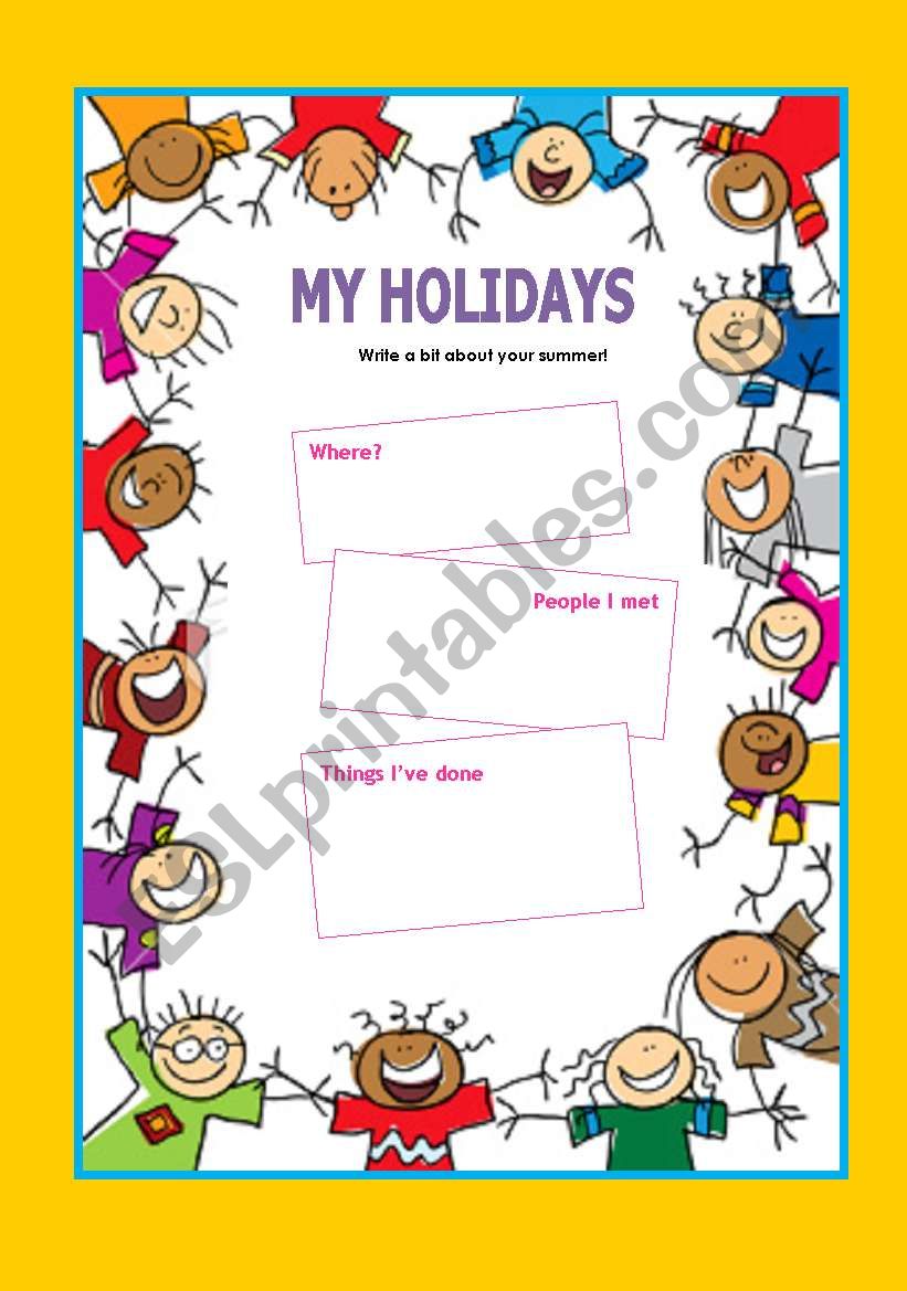 My Holidays worksheet