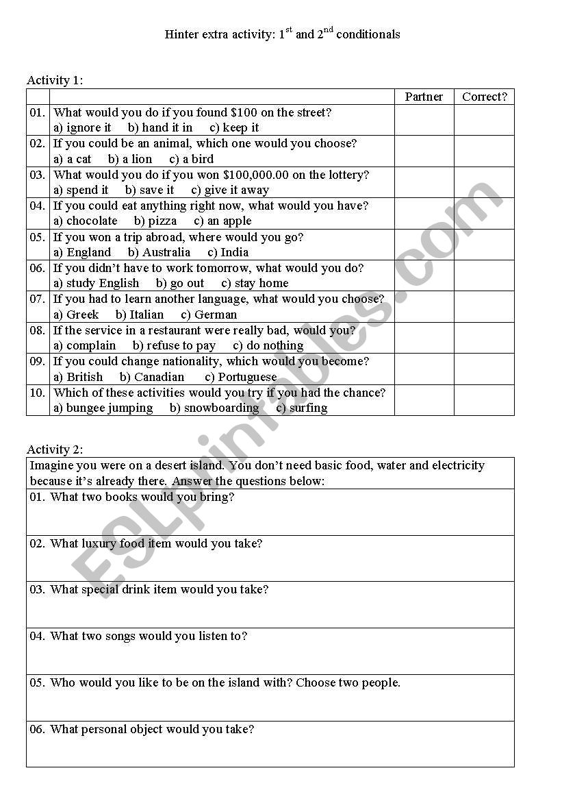 Conditional worksheet