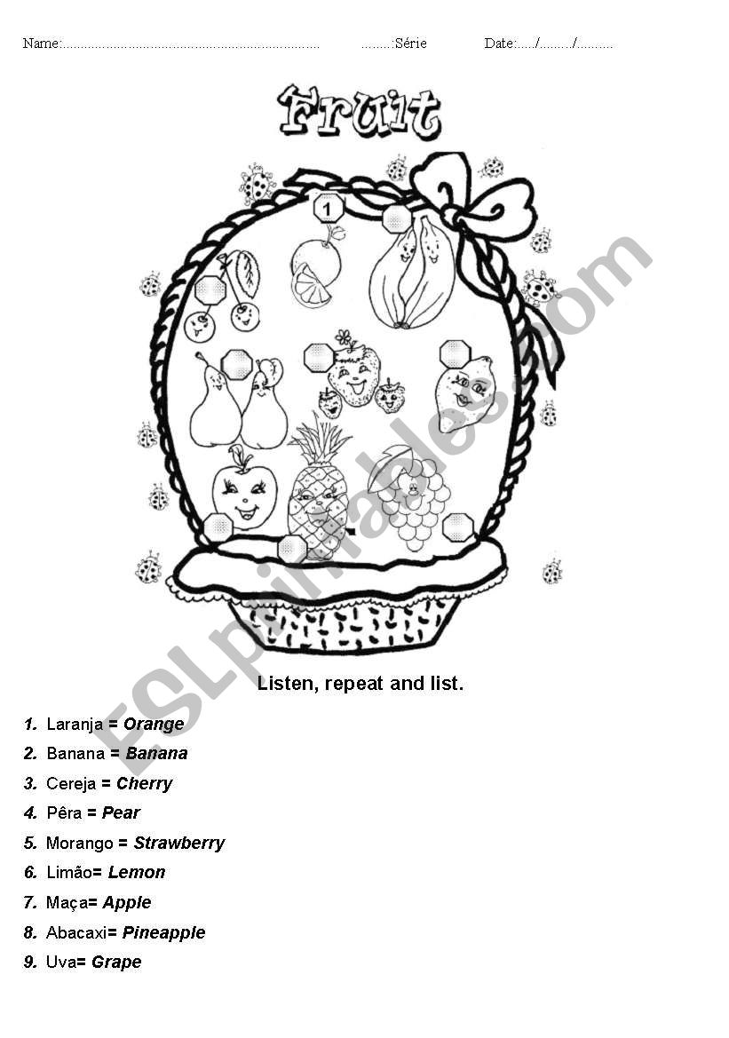 Fruit worksheet