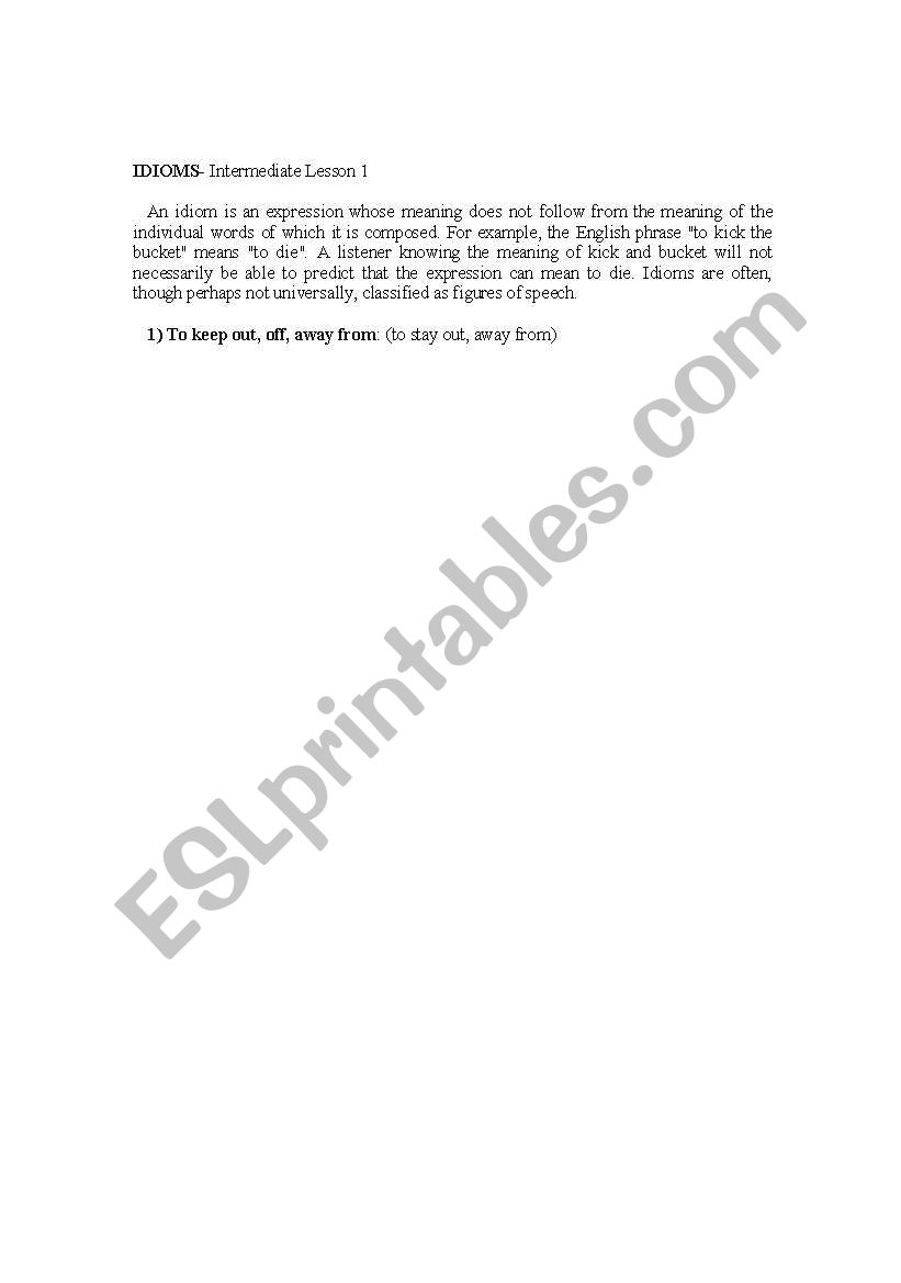 idioms worksheet