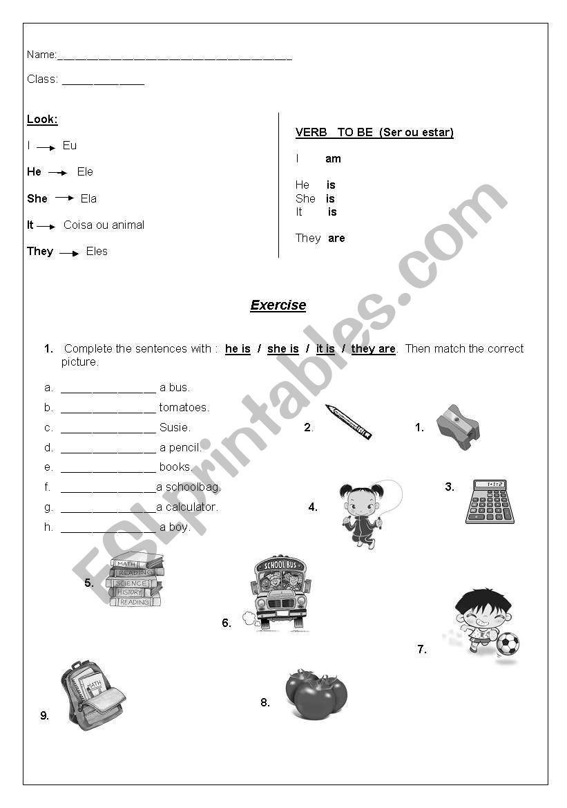 Verb To Be review worksheet