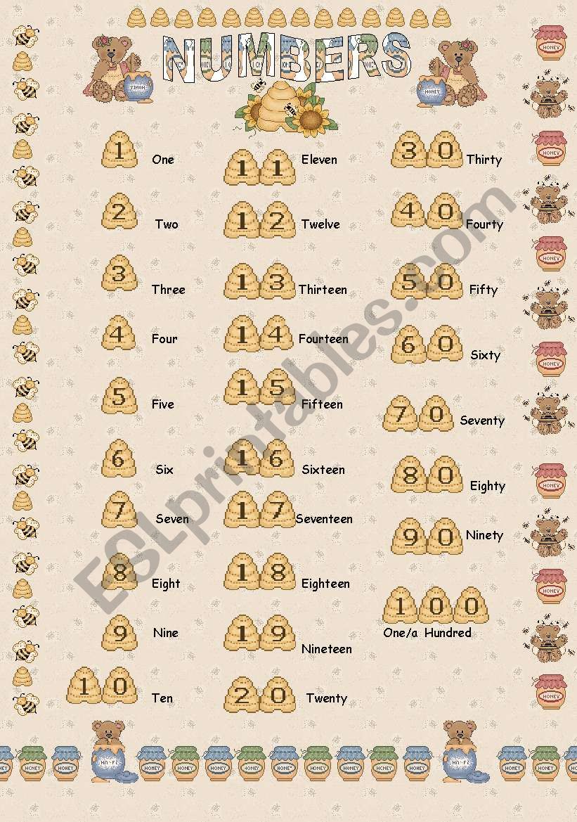 Numbers 1 to 100 worksheet