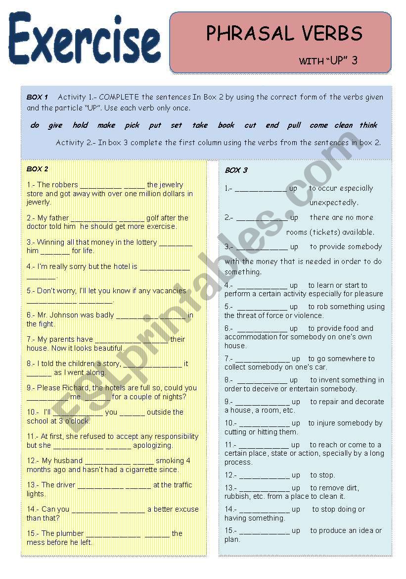 PHRASAL VERBS WITH 
