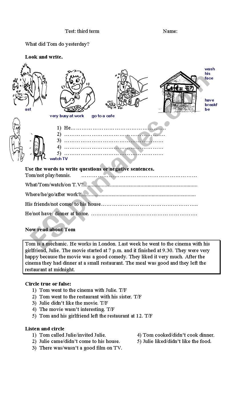 past simple  worksheet