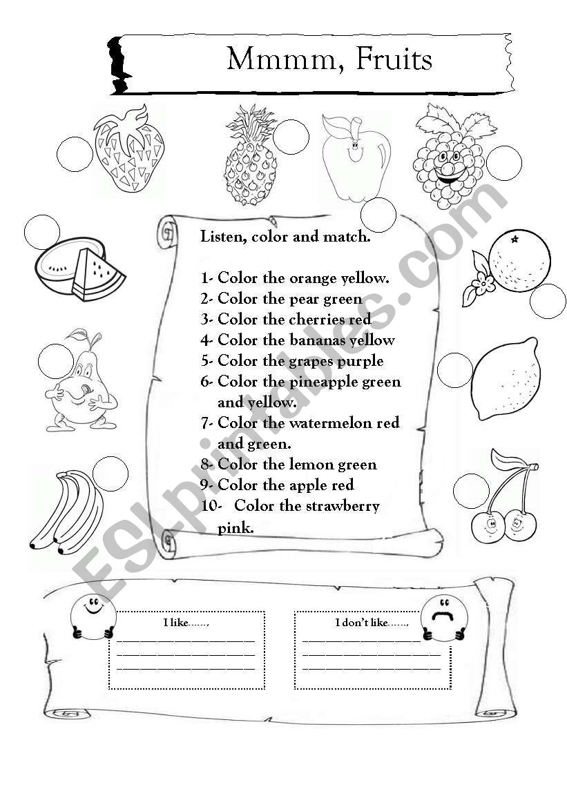 MMMMM...FRUITS worksheet