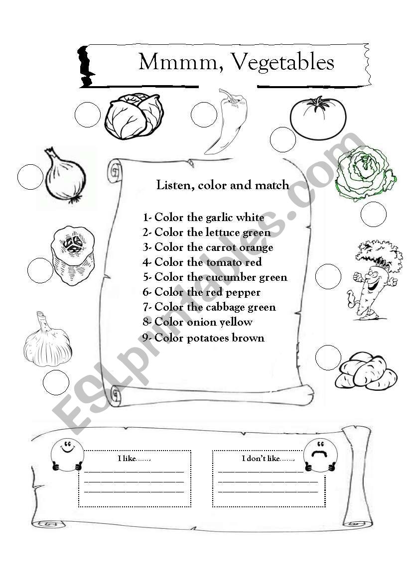 MMM.... Vegetables worksheet