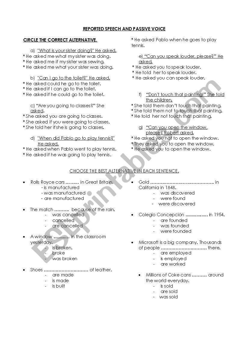 Reported Speech and Passive voice