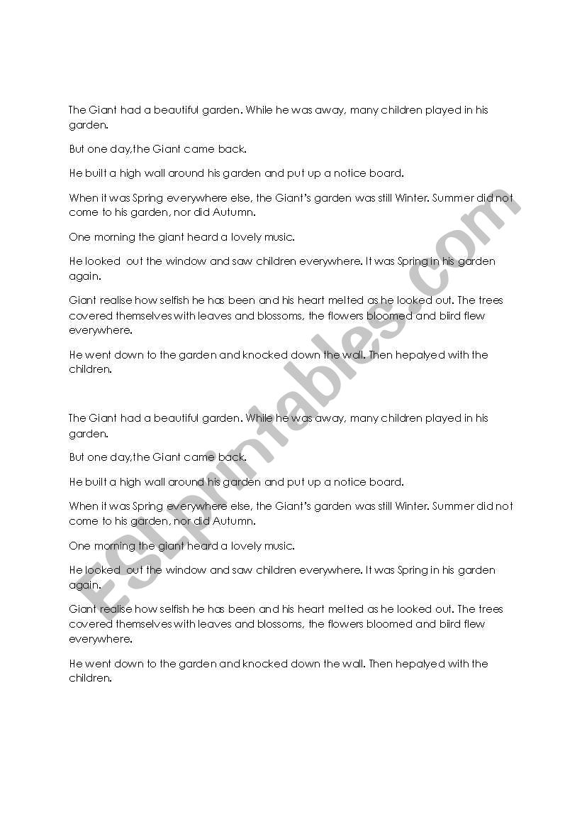 story worksheet