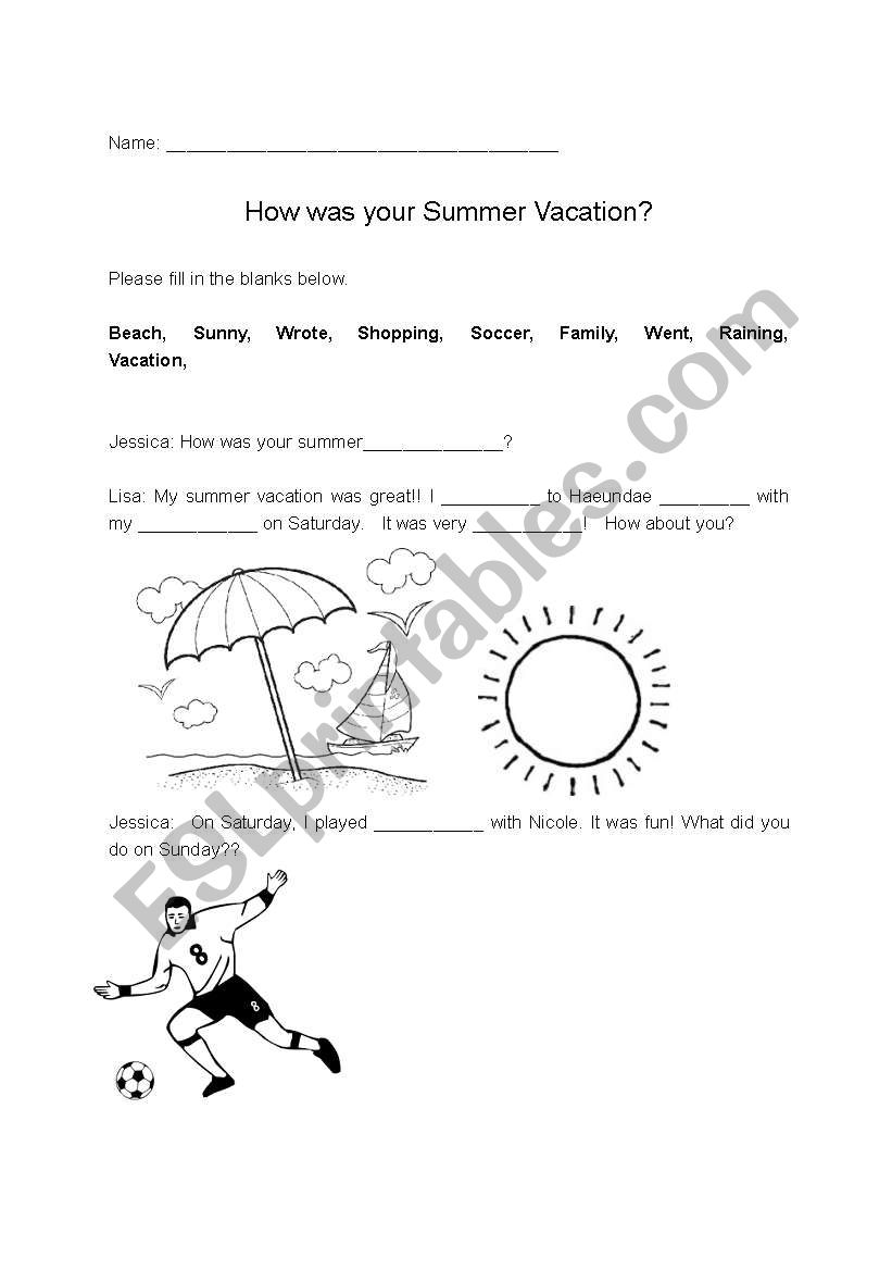 How was your vacation? worksheet