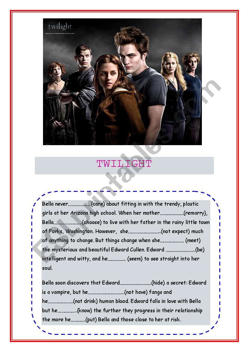Twilight and verb tenses (present simple, continuous and past simple)