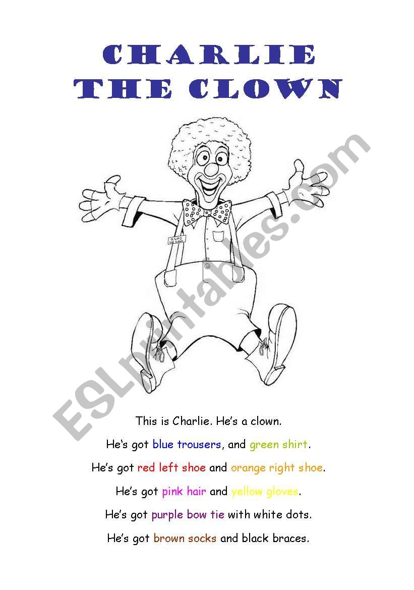 Carlie the CLOWN worksheet