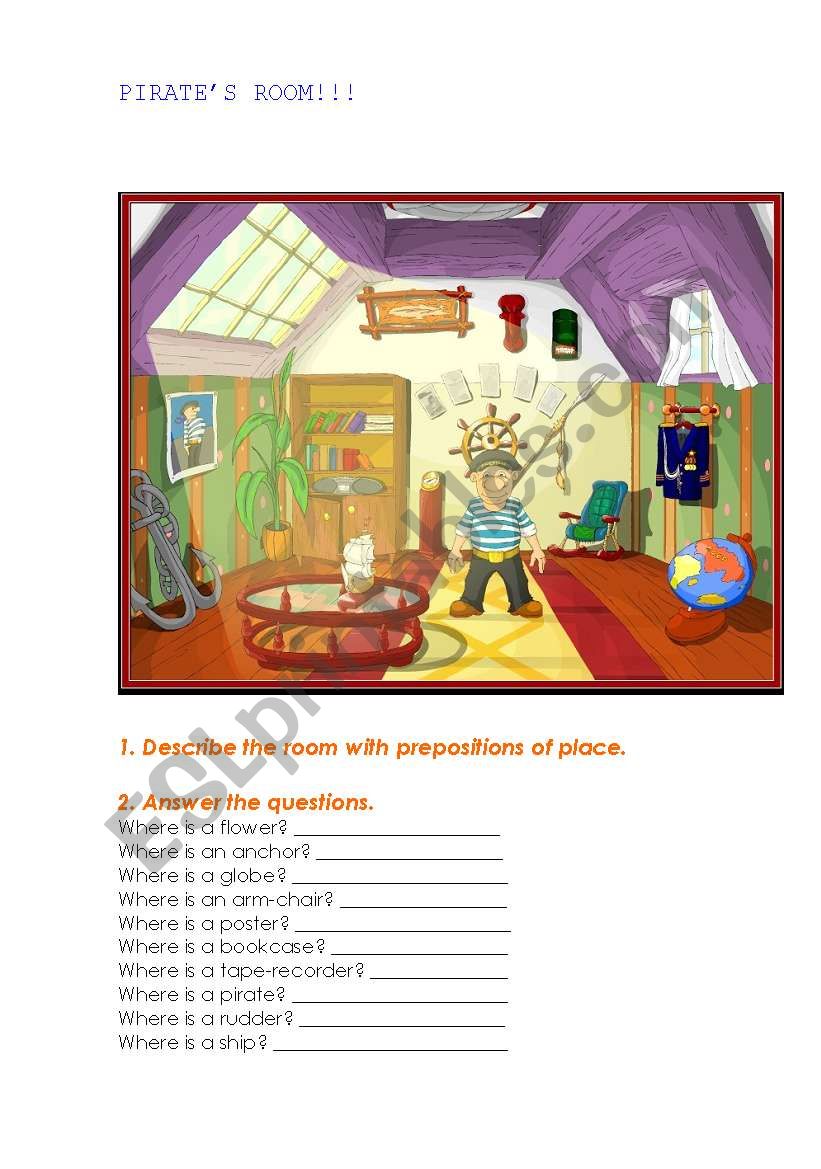 Pirates room!!! worksheet