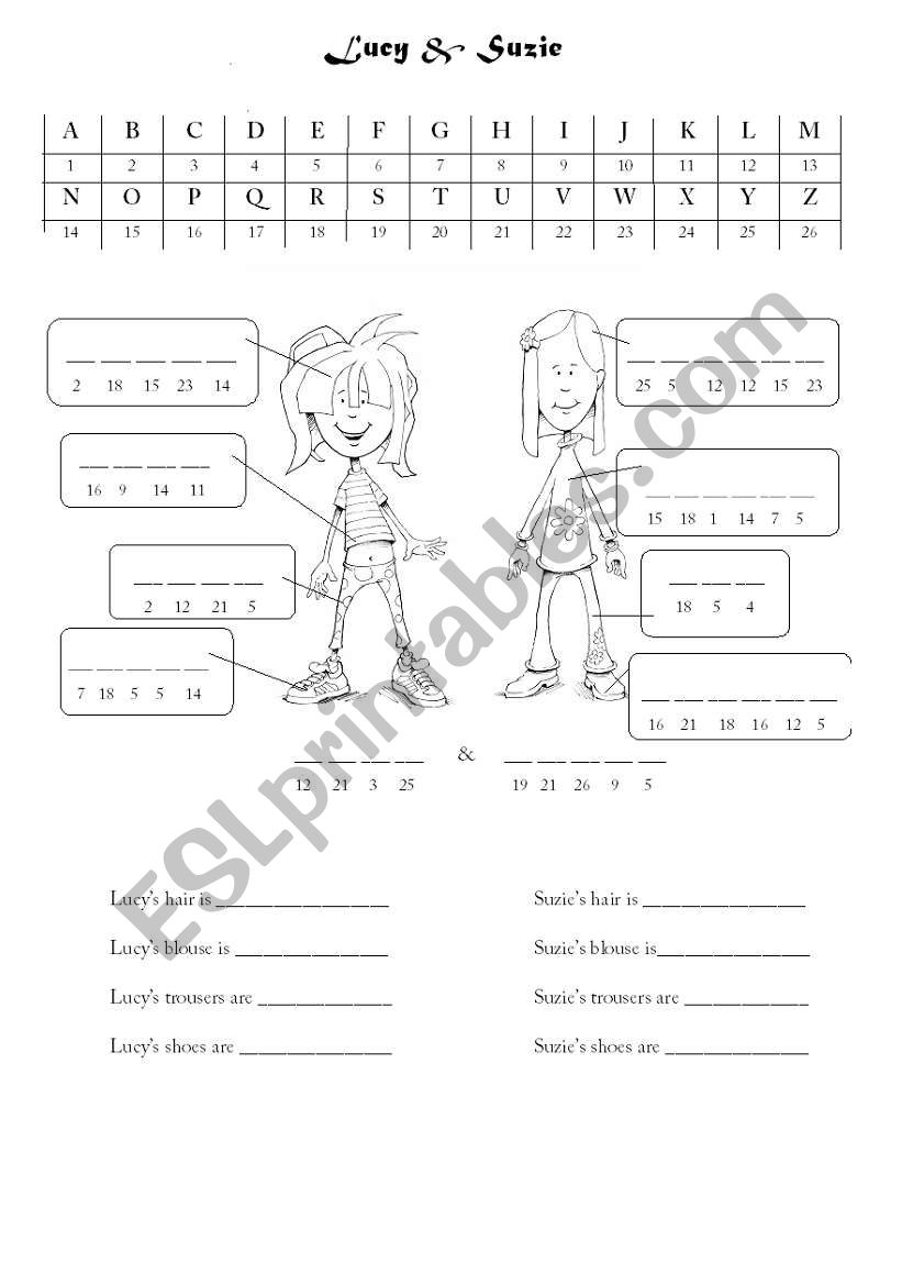Lucy and Suzie - colour worksheet