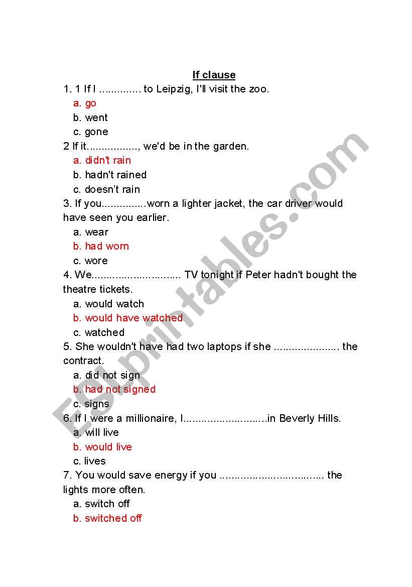 If clause worksheet