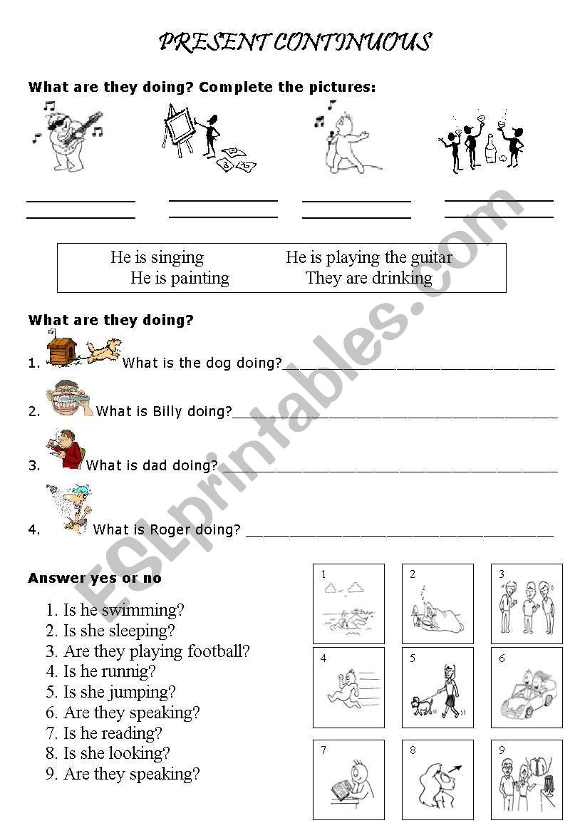 Present continuous worksheet