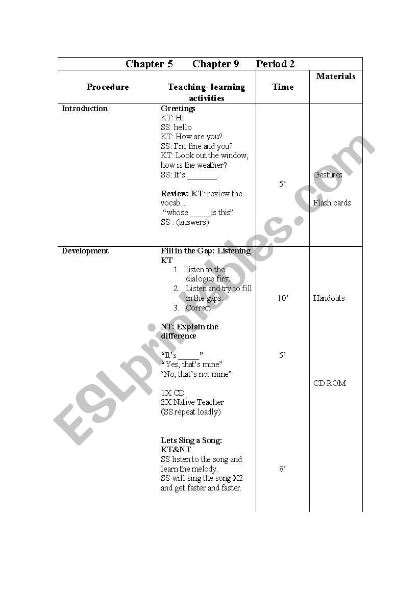 Lesson plan elementary korea worksheet