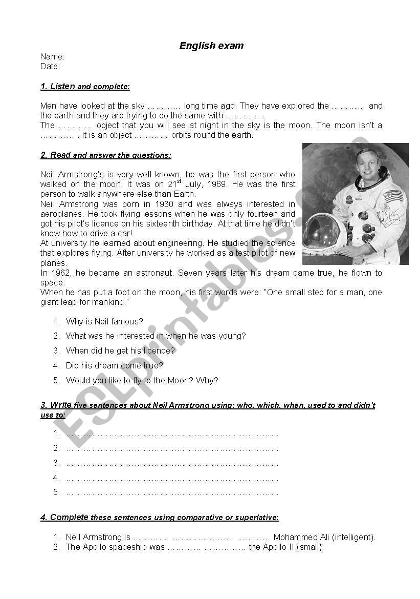 space worksheet