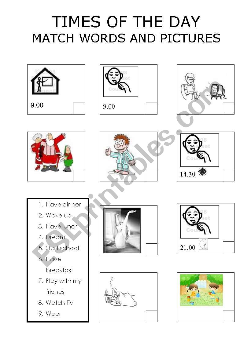 Times of the day worksheet