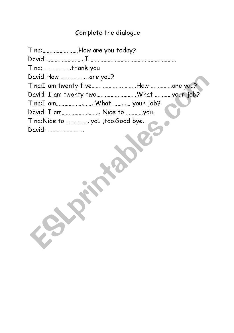 Dialogue worksheet