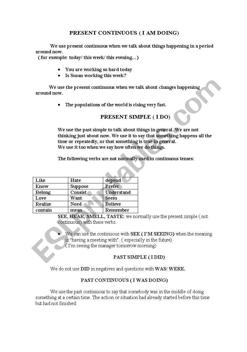 Grammar worksheet