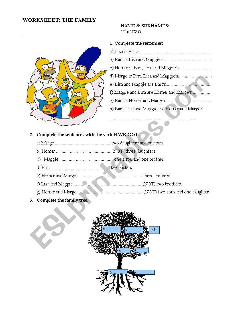 FAMILY worksheet