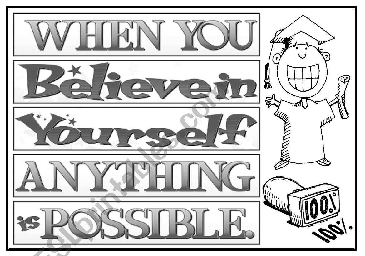 slogan believe in yourself worksheet