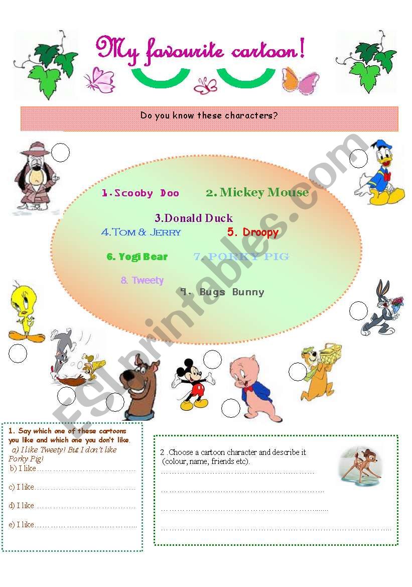 Cartoons worksheet