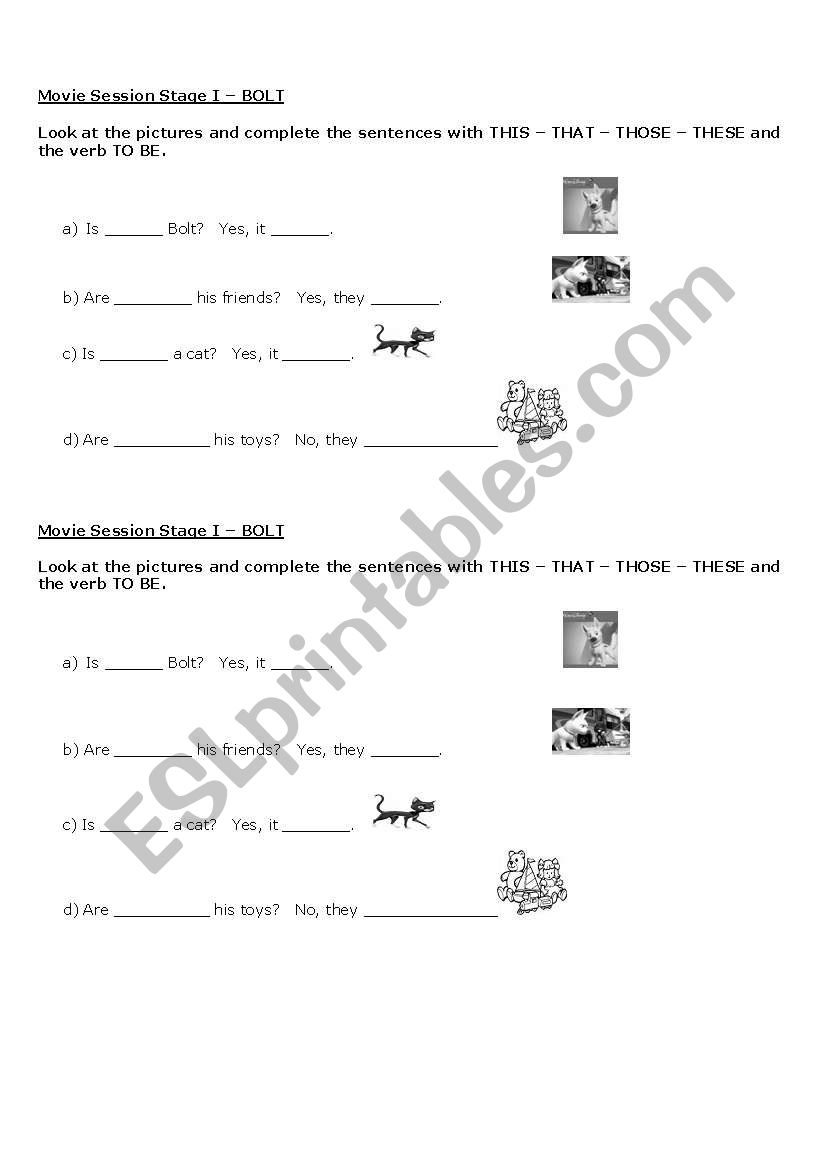 Movie Session- Bolt worksheet