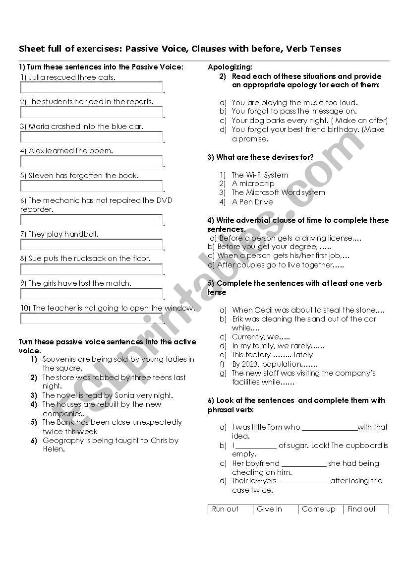 Passive Voice and Connectors worksheet