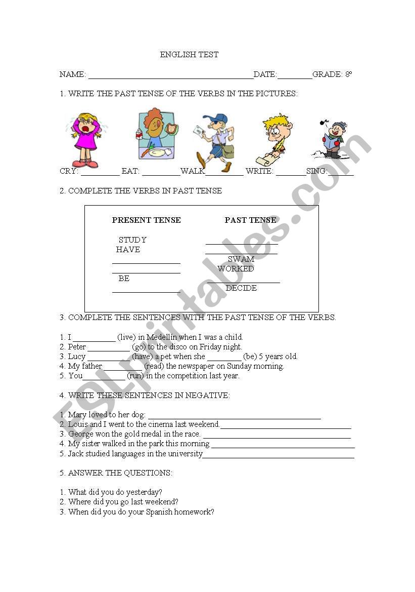 past simple exercices worksheet