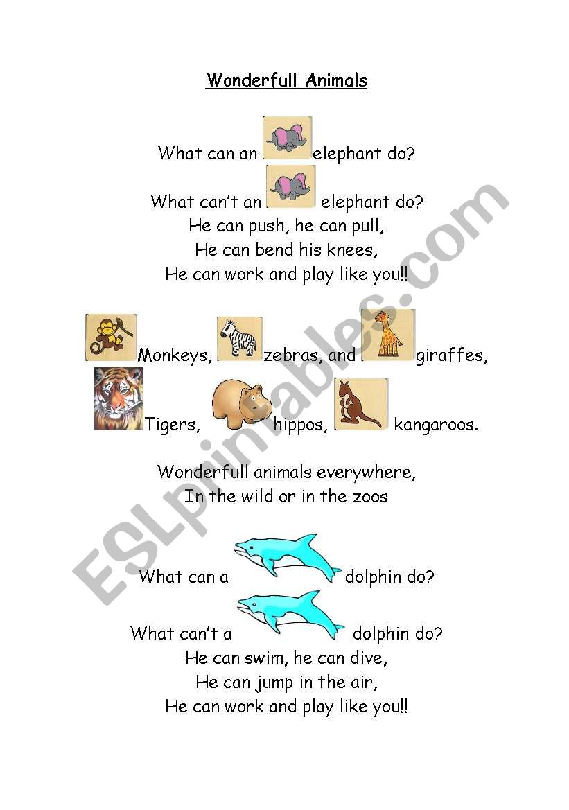Wonderful animals worksheet
