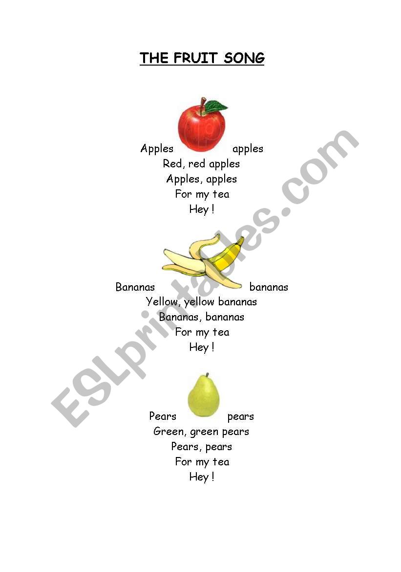 The fruits song worksheet