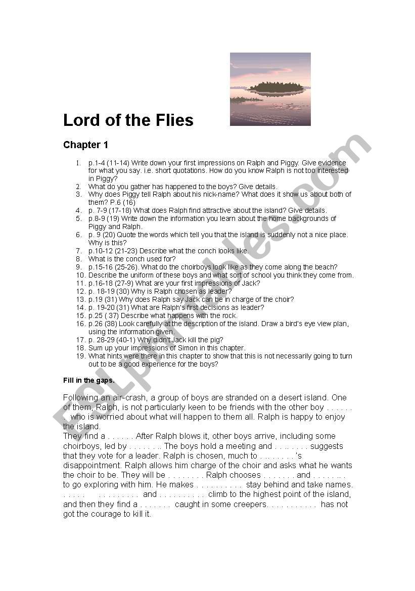 Lord of the Flies Chapter One Questions
