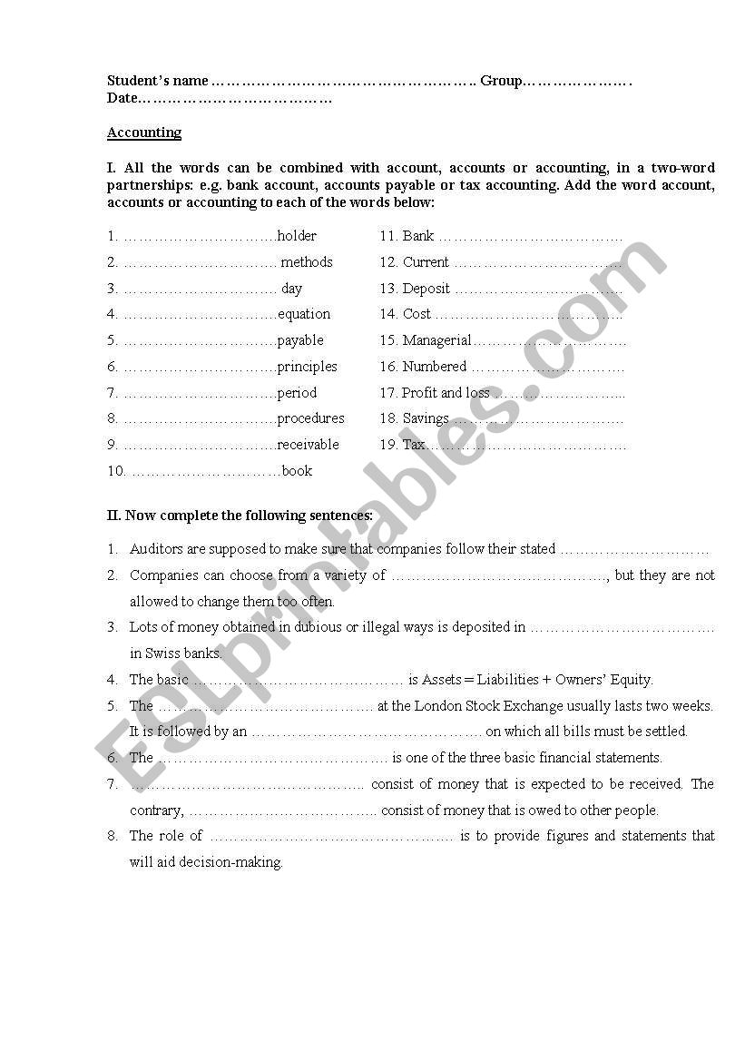 accounting test worksheet