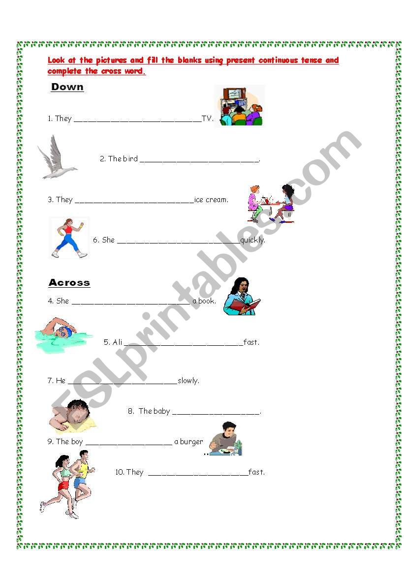 present continuous worksheet