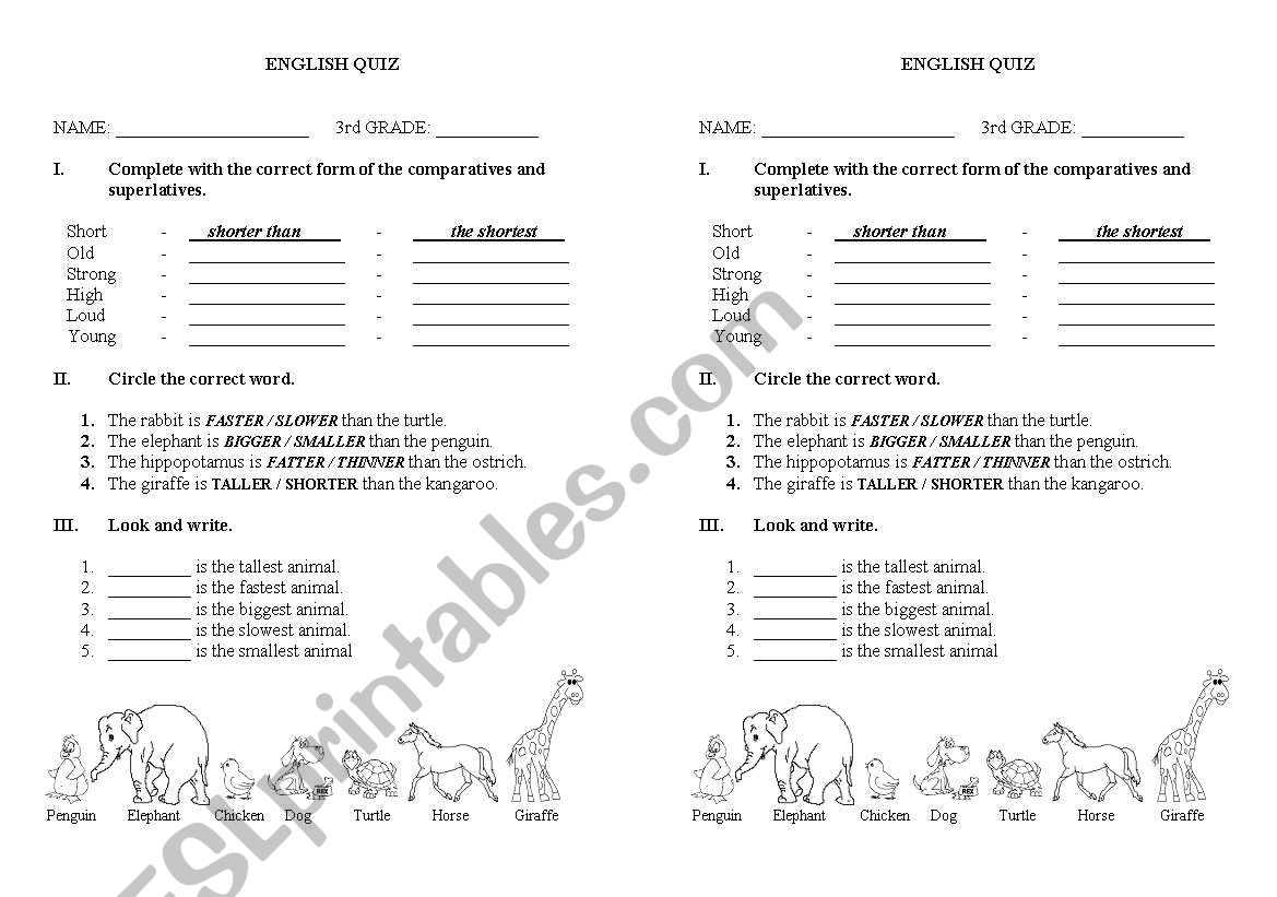 COMPARISONS worksheet