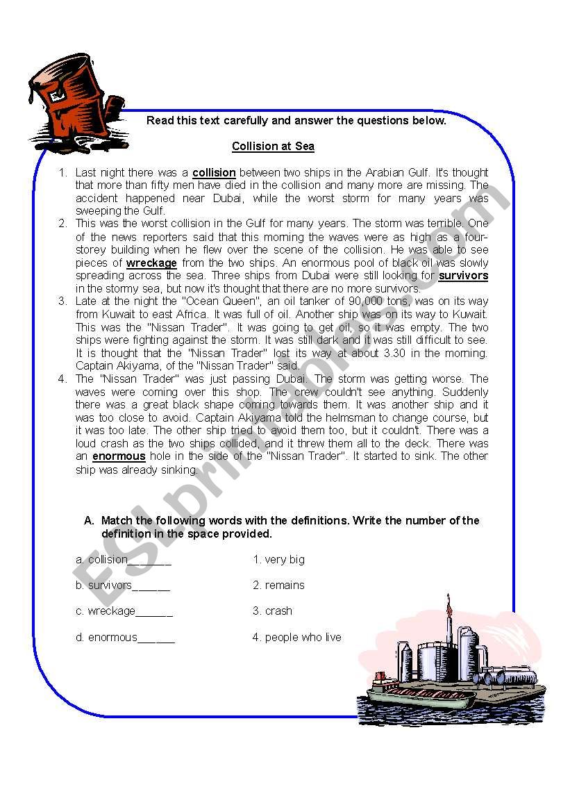 Sea Collision Reading Comprehenstion