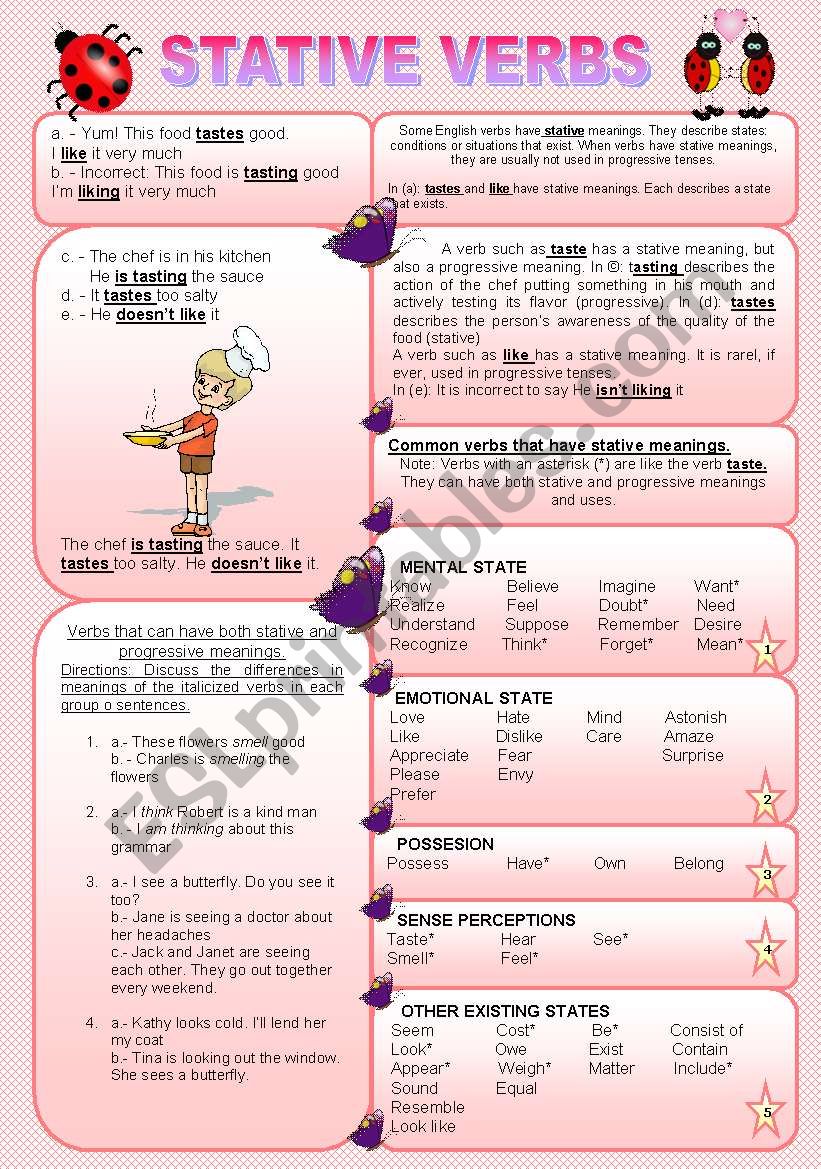 STATIVE VERBS worksheet