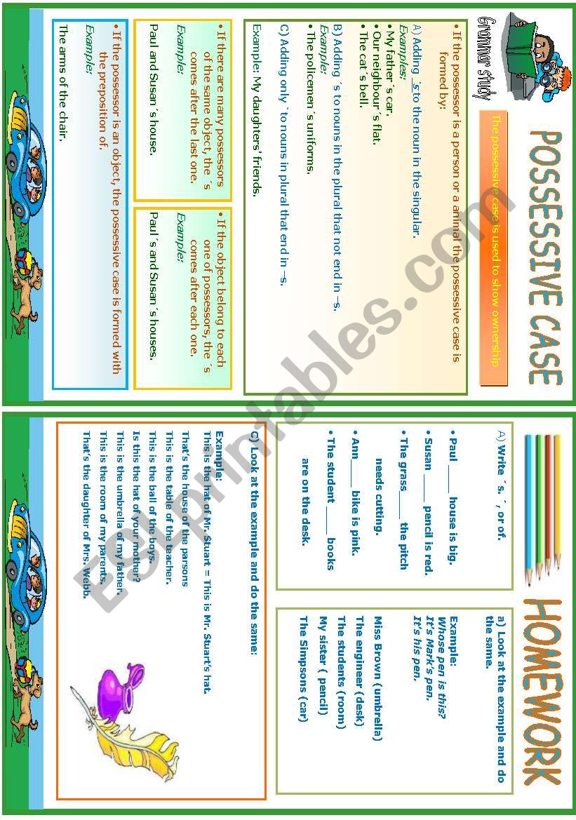 POSSESSIVE CASE worksheet